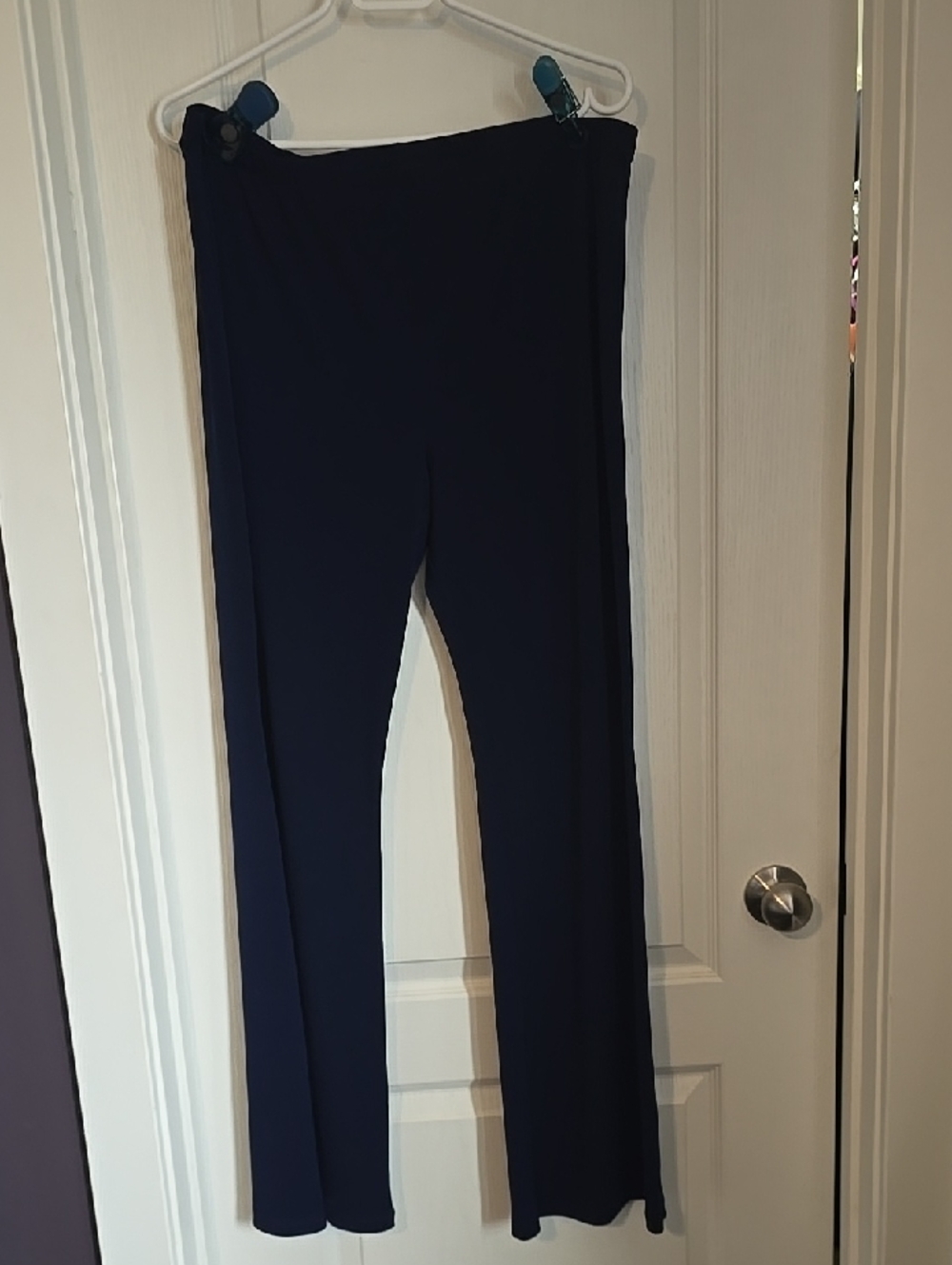 Wide-Leg Ponte Pants in Navy Blue